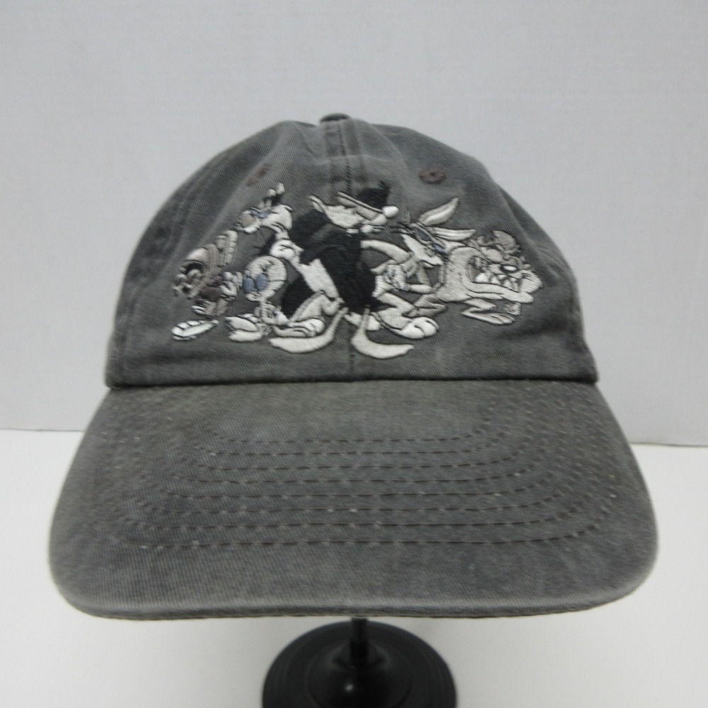 Looney‎ Tunes Hat Cap Strapback Men OS Cartoon Embroidered Gray That's All Folks